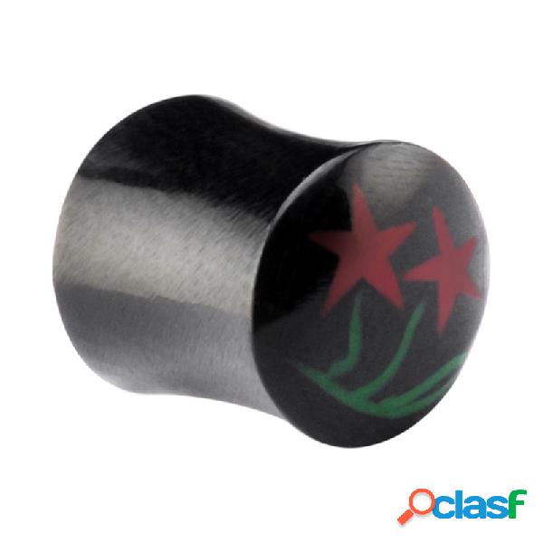 Hand painted double flared plug (wood) Corno Tunnel & Plug