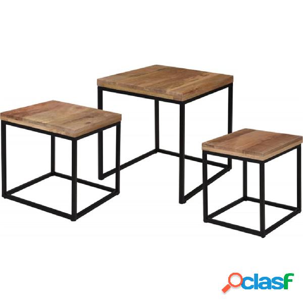 Home&Styling Set di Tavolini da Salotto 3 pz in Legno di