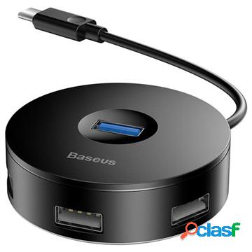Hub USB 3.0 a 4 porte Baseus Round Box con cavo USB-C - nero
