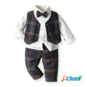 Kids Boys Suit Blazer Suit Vest Clothing Set Long Sleeve 3
