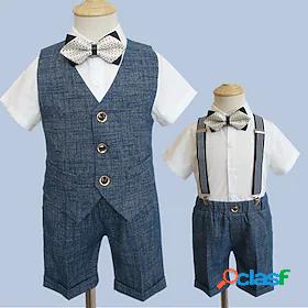 Kids Boys Suit Vest PantsSet Clothing Set Short Sleeve 4