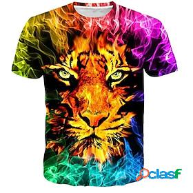 Kids Boys T shirt Short Sleeve 3D Print Crewneck Tiger