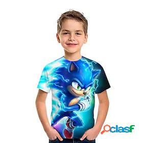 Kids Boys T shirt Short Sleeve Sonic 3D Print Cartoon Black