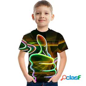 Kids Boys T shirt Tee Short Sleeve Optical Illusion Color