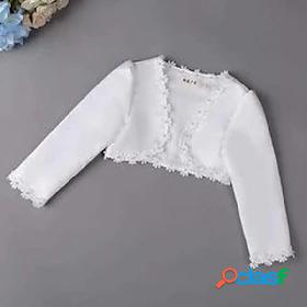 Kids Girls Long Sleeve Coat White pearl White Embroidered