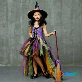 Kids Little Girls Dress Color Block Halloween Performance A
