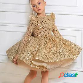 Kids Little Girls Dress Sequin Party Performance A Line