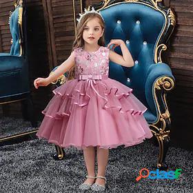 Kids Little Girls' Party Dress Solid Colored Layered Dress