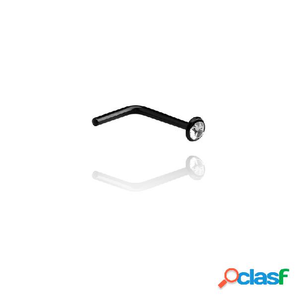 L-shaped nose stud (surgical steel, black, shiny finish) con
