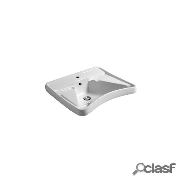 Lavabo disabili e terza età in ceramica bianca con troppo