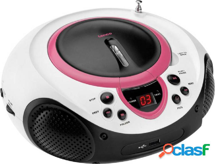 Lenco SCD-38 USB Radio CD FM AUX, CD, USB Rosa