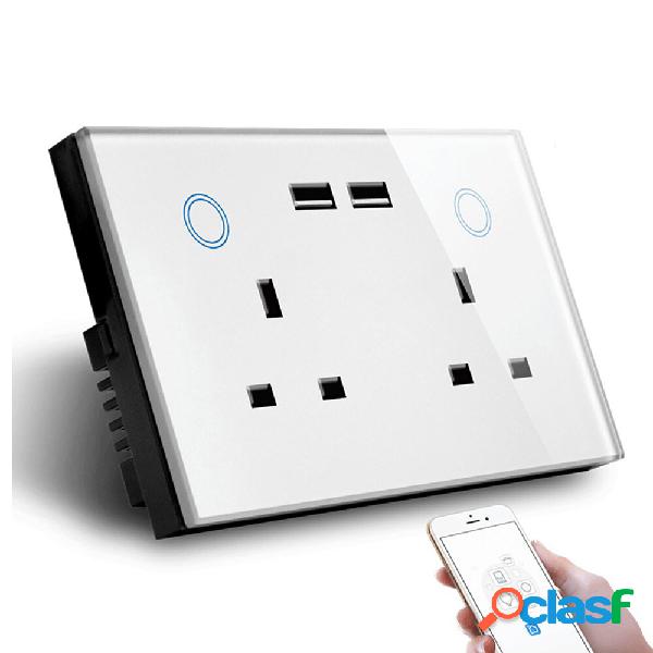 MAKEGOOD 2 Gang WIFI Smart USB Wall presa di corrente UK