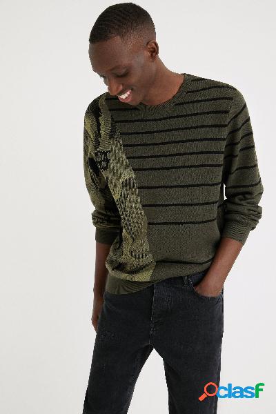 Maglione a righe camo jacquard