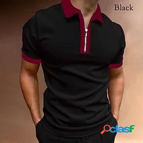 Men's Golf Shirt Tartan Other Prints Standing Collar Going