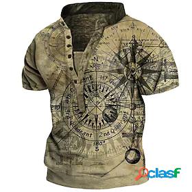 Mens Henley Shirt Tee T shirt Tee Graphic Machine 3D Print