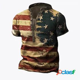 Mens Henley Shirt Tee T shirt Tee Graphic Patterned National