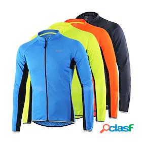 Mens Long Sleeve Cycling Jersey Bike Jersey Top with 3 Rear