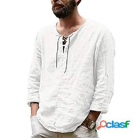 Mens T shirt Tee Shirt Solid Color Collarless Daily Outdoor