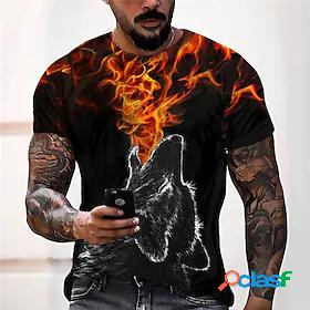 Mens Unisex T shirt Tee Graphic Prints Flame Wolf 3D Print