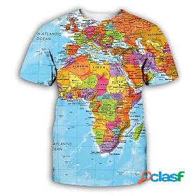 Mens Unisex Tee T shirt Tee Shirt World Map Graphic 3D Print