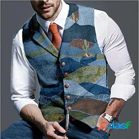 Mens Vest Gilet Pocket Regular Coat Gray Business Business
