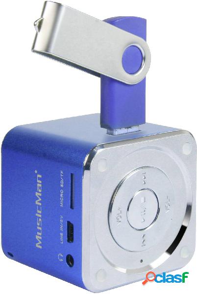 Mini altoparlante Technaxx MusicMan Mini AUX, SD, USB Blu