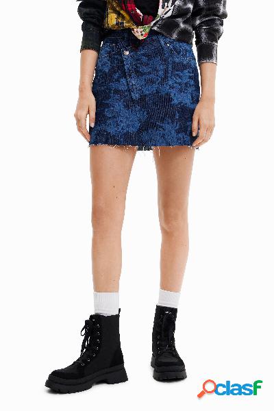 Minigonna in denim tropicale