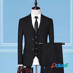Nero Grigio Blu scuro Uomo Matrimonio Abiti Set 3 pezzi