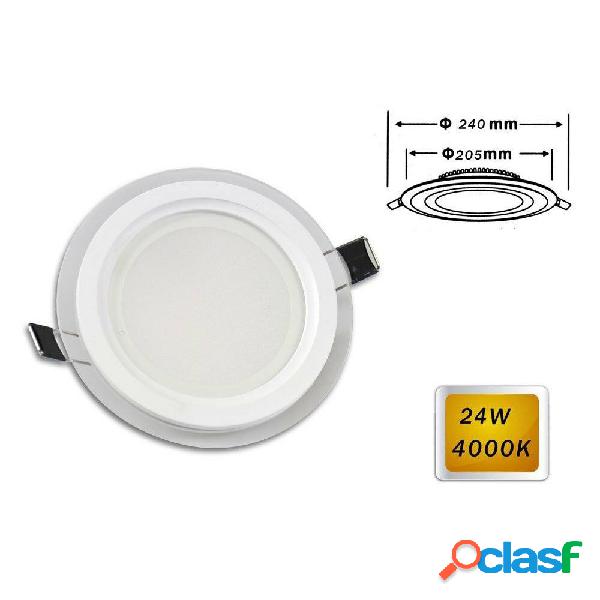 PANNELLO LED SLIM INCASSO BORDO VETRO TONDO 24 W LUCE 3000K