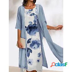 Per donna Abiti in chiffon Vestito longuette Blu chiaro Blu