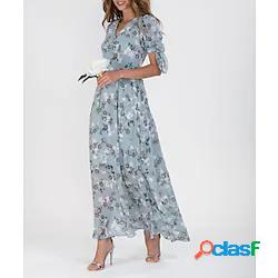 Per donna Abito linea A Vestito maxi Azzurro Manica corta