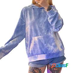 Per donna Felpa con cappuccio pullover Colorato a macchie