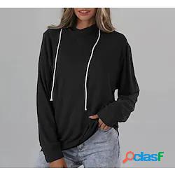 Per donna Felpa con cappuccio pullover Liscio Informale Fine