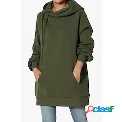 Per donna Felpa con cappuccio pullover Liscio Tasca frontale