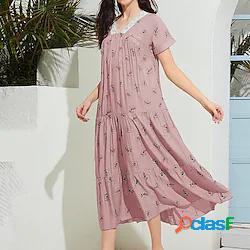 Per donna Vestito svasato Vestito longuette Rosa Manica