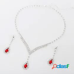 Per donna Zirconi Rubino sintetico Set di gioielli Collana