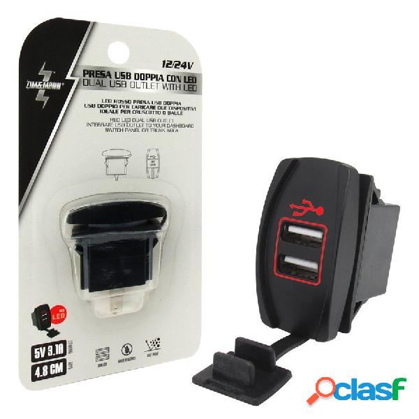 Presa di corrente USB doppio con LED rosso - ZIM&MANN
