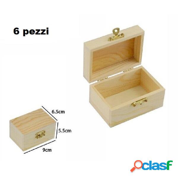 SET 6 SCATOLINE LEGNO PORTAGIOIE SCATOLA COFANETTO