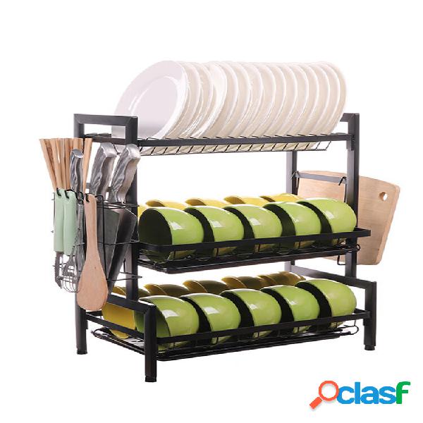 Scaffale multifunzione da cucina a tre livelli e mobiletto