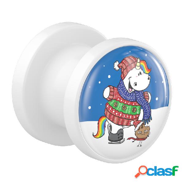 Screw-on tunnel (acrylic, white) con Chubby Unicorn Design