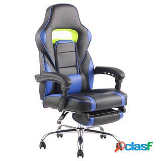 Sedia Gaming LISTER, Poggiapiedi, Supporto Lombare, Pelle,