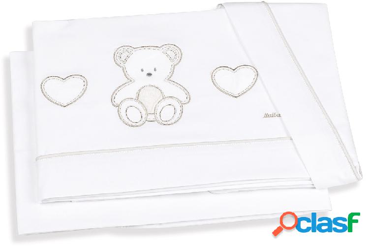 Set Lenzuola Letto 3 Pz.Italbaby Peluche Tortora