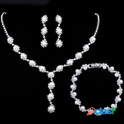 Set di gioielli Bracciale For Per donna Cristallo Perle