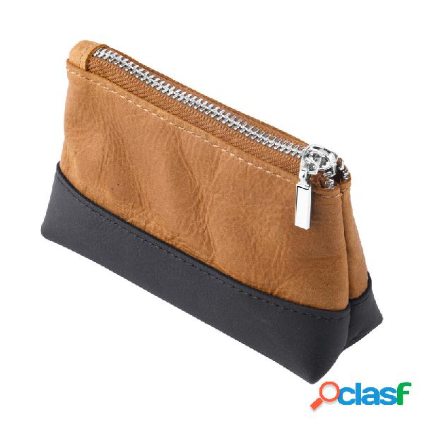 Small genuine leather pouch con Zipper Vera Pelle Accessori