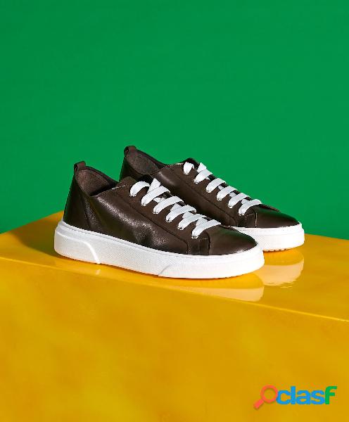 Sneakers In Pelle Fango Da Uomo