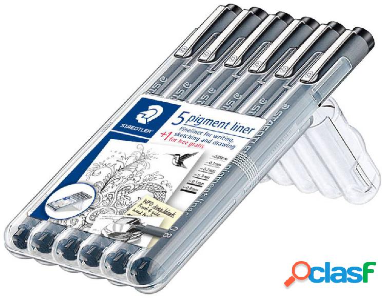 Staedtler 308 SB6P PIGMENT-LINER, 6 LINIENBREITEN,SCHWARZ