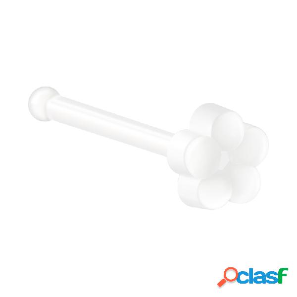 Straight nose stud (bioflex, transparent) con fiore Bioflex