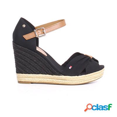 TOMMY HILFIGER Basic Open Toe sandalo con zeppa - nero