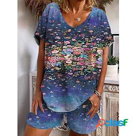 Womens 2 Pieces Loungewear Sets Comfort Sweet Flower