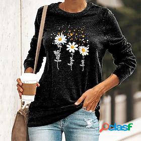 Womens Casual Daily T shirt Tee Faith Daisy Long Sleeve